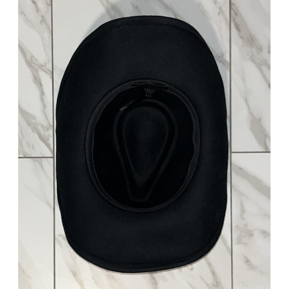 House of Harlow 1960 Black Wool Western Hat Studded Leather Band Fedora - Picture 8 of 10